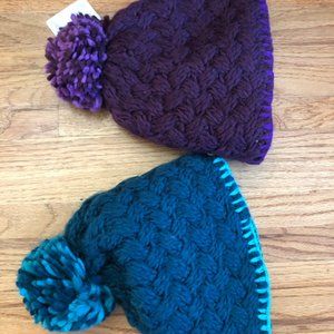 2 for 1 MARMOT Brand Kids Fuzzy Wool Knit Beanies